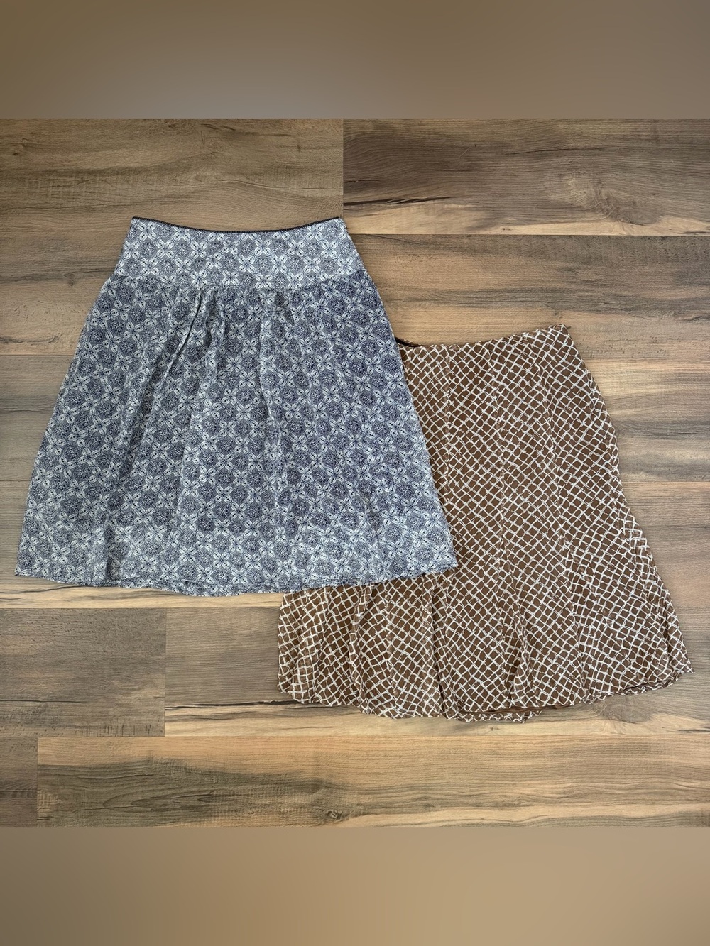 Pendleton Women's Silk Midi Skirt Bundle - 2 Skirts - Blue & Brown - Size 10